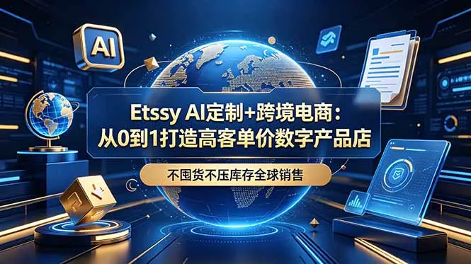 Etsy AI定制+跨境电商：从0到1打造高客单价数字产品店，不囤货不压库存全球销售-易创网