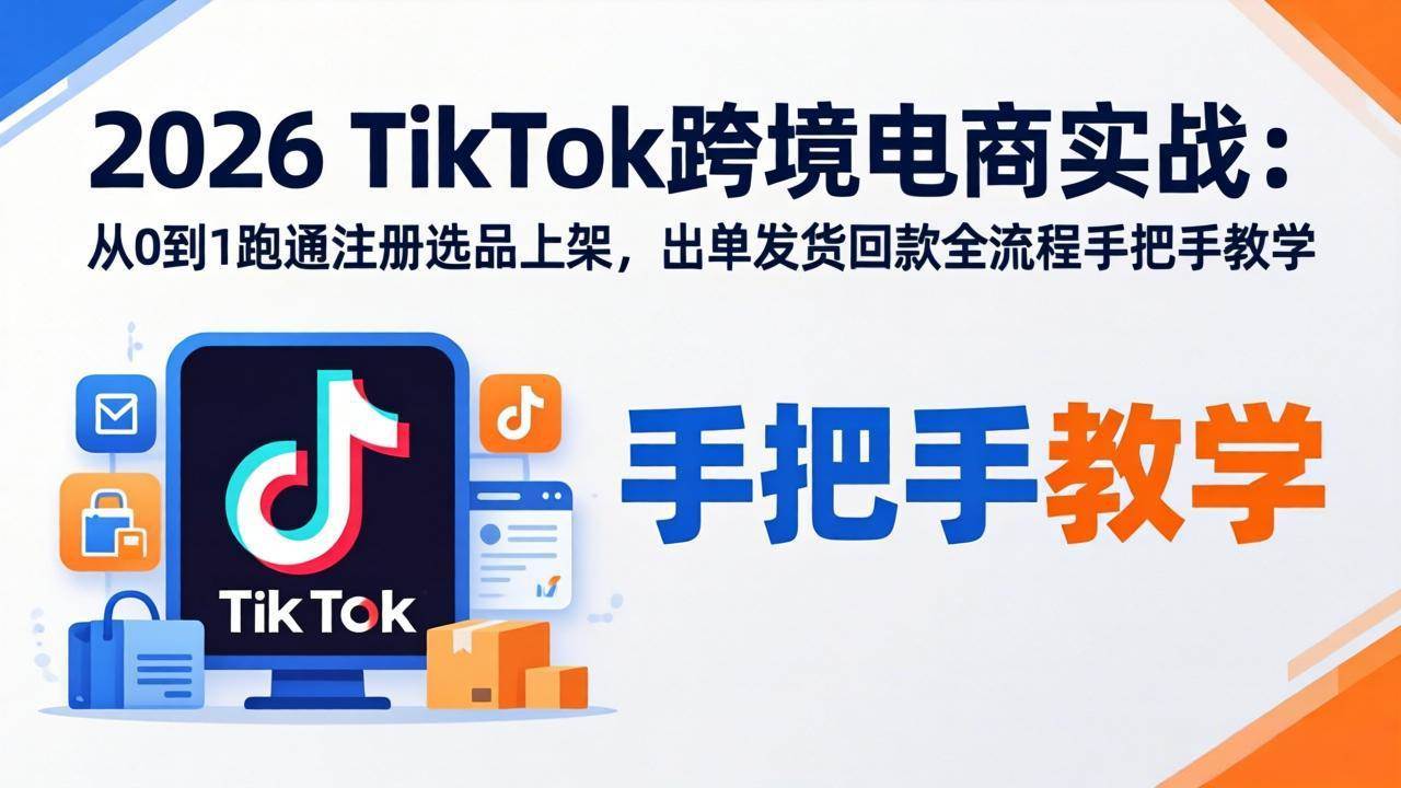 （17850期）2026TikTok跨境电商实战：从0到1跑通注册选品上架，出单发货回款全流程手把手教学-易创网