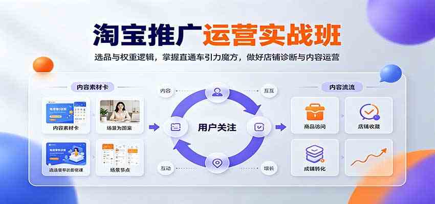 淘宝推广运营实战班：选品与权重逻辑，掌握直通车引力魔方，做好店铺诊断与内容运营-易创网
