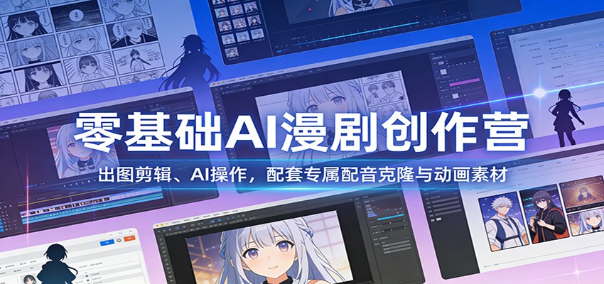 零基础AI漫剧创作营：出图剪辑、AI操作，配套专属配音克隆与动画素材网赚项目-副业赚线-互联网创业-资源整合易创网