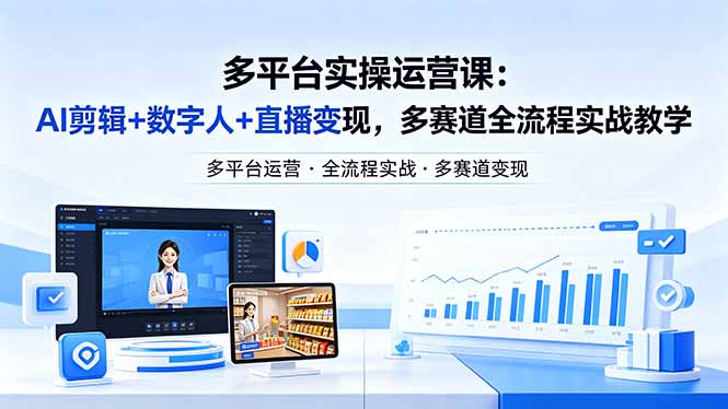 某团队多平台实操运营课-更新26年4月20：AI剪辑+数字人+直播变现，多赛道全流程实战教学-易创网