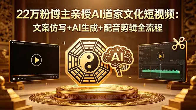22万粉博主亲授AI道家文化短视频：文案仿写+AI生成+配音剪辑全流程-易创网