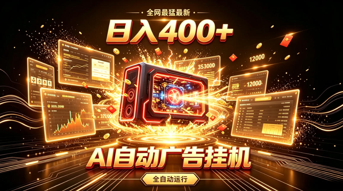 全网最猛最新的AI自动广告挂G，狠收益日入400+，真正做到躺賺式变现【揭秘】-易创网