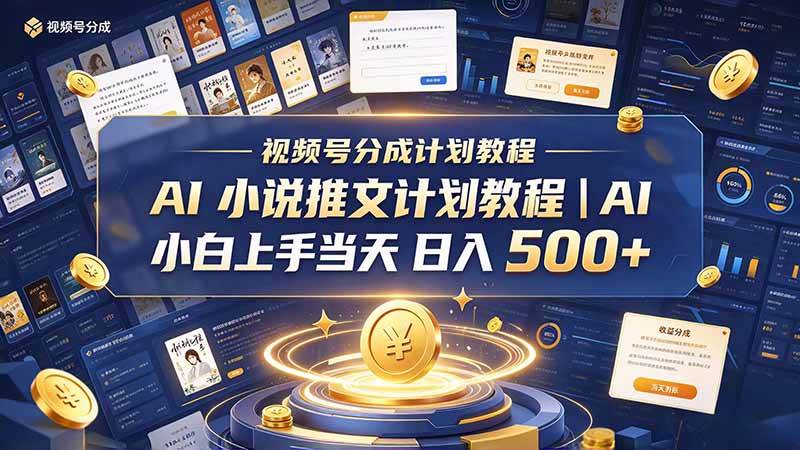 （20937期）最新视频号分成计划教程｜AI 小说推文，小白上手当天日入 500+-易创网