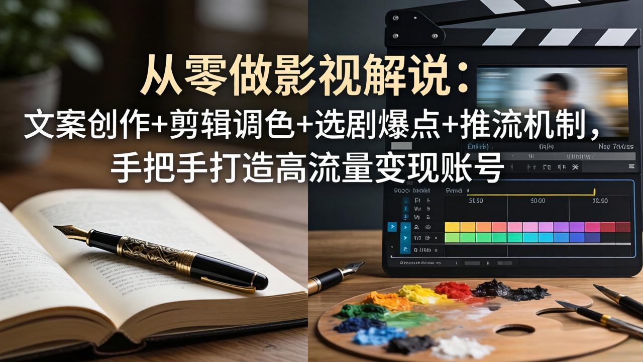 从零做影视解说：文案创作+剪辑调色+选剧爆点+推流机制，手把手打造高流量变现账号-易创网