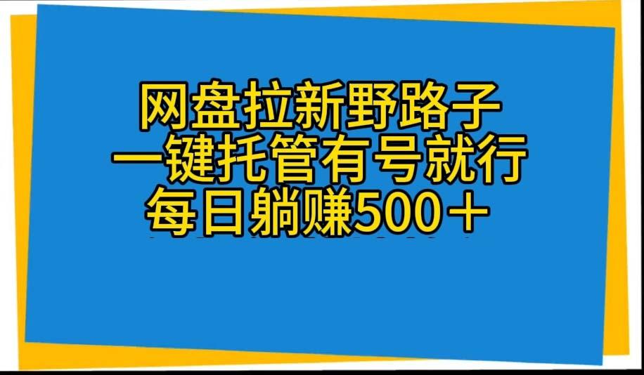 网盘拉新野路子，一键托管有号就行，全自动代发视频，每日躺赚500＋-云创网