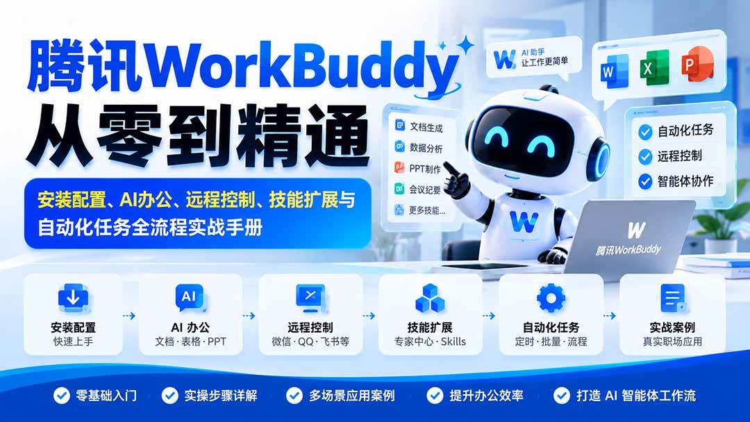 （20977期）腾讯WorkBuddy从零到精通：安装配置、AI办公、远程控制、技能扩展与自动化任务全流程实战手册-易创网