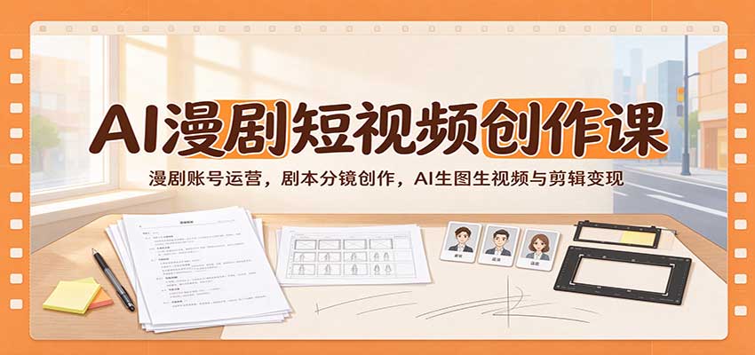 AI漫剧短视频创作课：漫剧账号运营，剧本分镜创作，AI生图生视频与剪辑变现-易创网