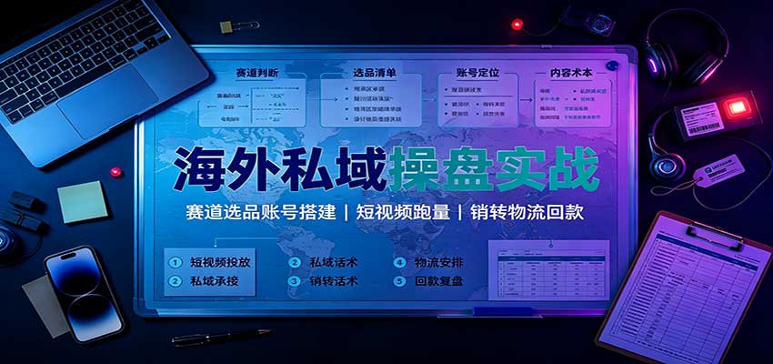 海外私域操盘实战：赛道选品账号搭建，短视频跑量，销转物流回款-易创网