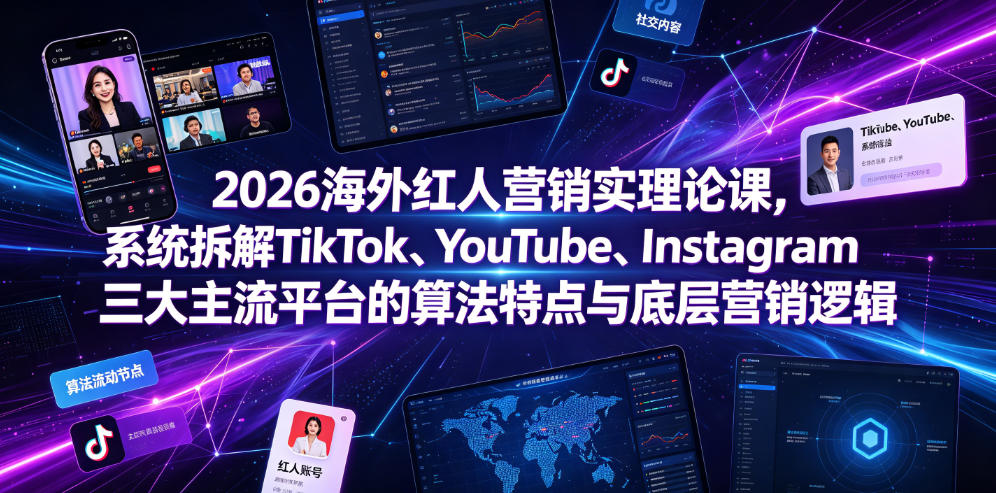2026海外红人营销实理论课，系统拆解TikTok、YouTube、Instagram三大主流平台的算法特点与底层营销逻辑-易创网