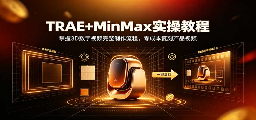 TRAE+MinMax实操教程：3D数字视频完整制作流程，零成本复刻产品视频-易创网