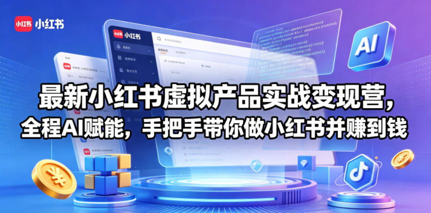 最新小红书虚拟产品实战变现营，全程AI赋能，手把手带你做小红书并赚到钱-易创网