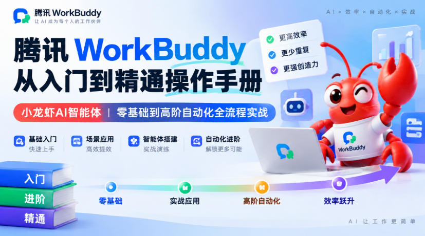 腾讯WorkBuddy从入门到精通操作手册｜小龙虾AI智能体，零基础到高阶自动化全流程实战【文档】-易创网