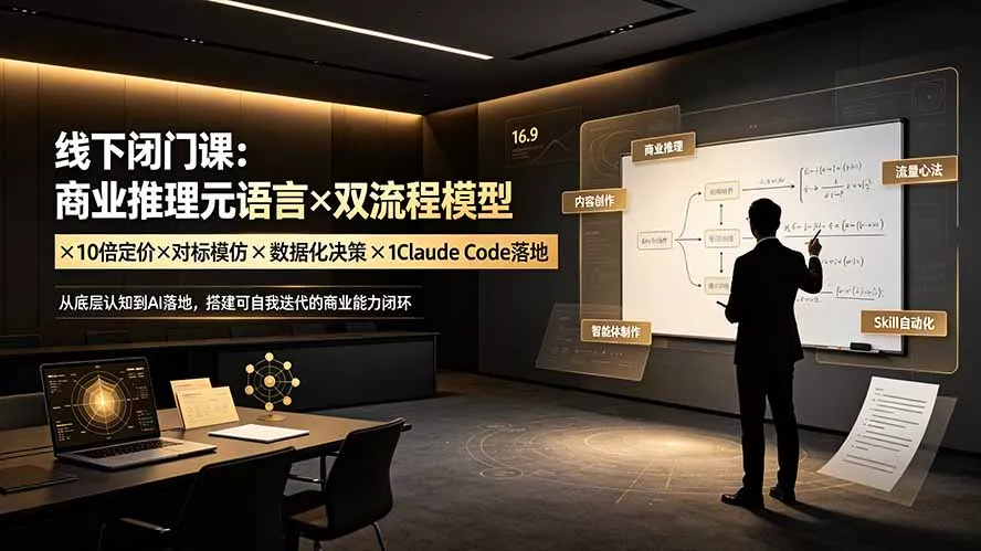 线下闭门课：商业推理元语言×双流程模型×10倍定价×对标模仿×数据化决策×Claude Code落地，击穿认知盲区-易创网