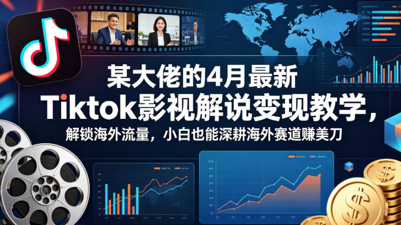 某大佬的4月最新Tiktok影视解说变现教学，解锁海外流量，小白也能深耕海外赛道賺美刀-易创网