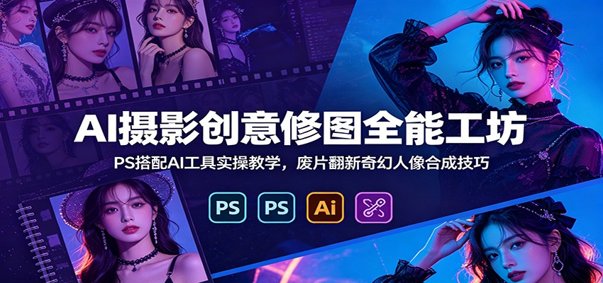 AI摄影创意修图全能工坊：PS搭配AI工具实操教学，废片翻新奇幻人像合成技巧-易创网