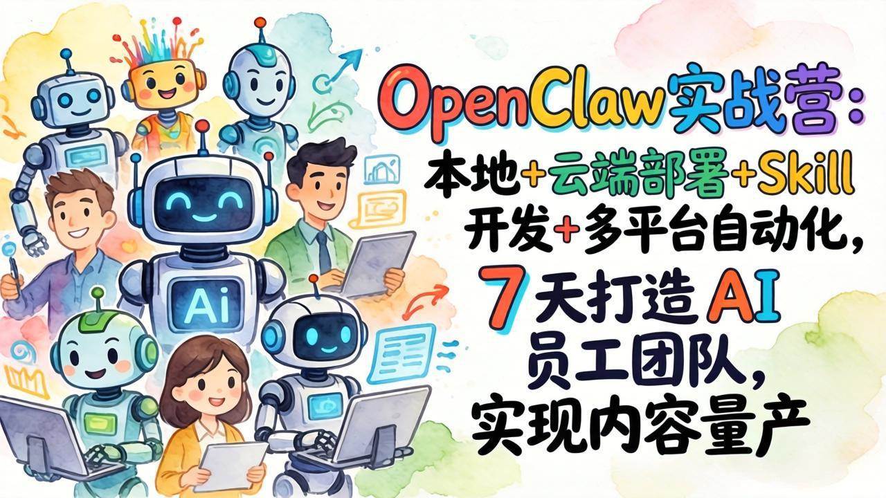 （17626期）OpenClaw实战营：本地+云端部署+Skill开发+多平台自动化，7 天打造 AI 员工团队，实现内容量产-易创网