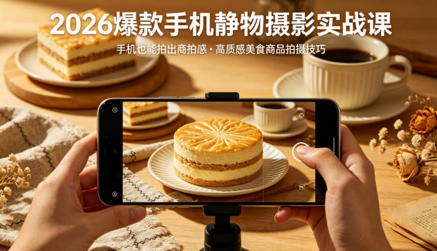 2026爆款手机静物摄影实战课，手机也能拍出商拍感，学会拍出高质感美食商品-易创网