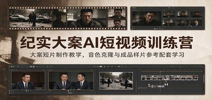 纪实大案AI短视频训练营：大案短片制作教学，音色克隆与成品样片参考配套学习-易创网