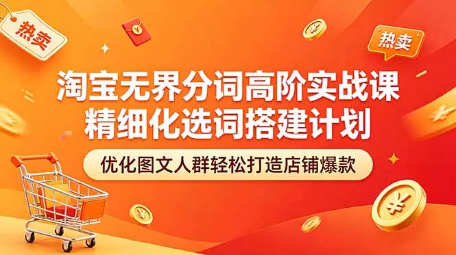 淘宝无界分词高阶实战课 精细化选词搭建计划 优化图文人群轻松打造店铺爆款-易创网