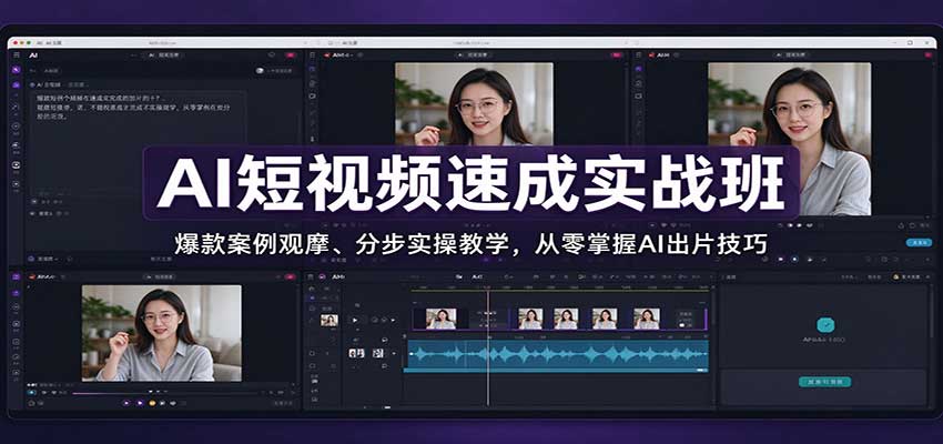 AI短视频速成实战班：爆款案例观摩、分步实操教学，从零掌握AI出片技巧-易创网