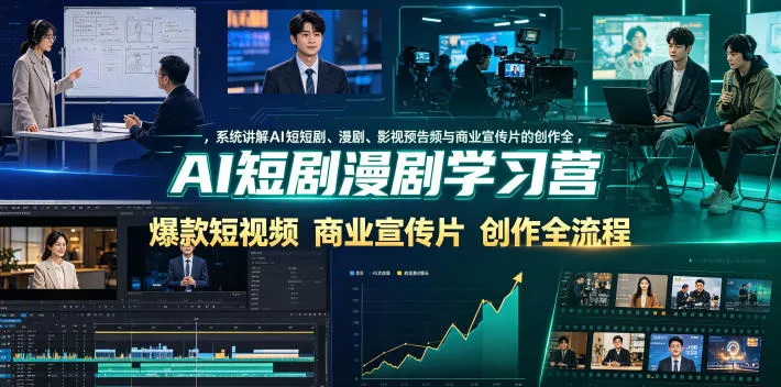 AI短剧漫剧学习营，系统讲解AI短剧、漫剧、影视预告片、爆款短视频与商业宣传片的创作全流程-易创网
