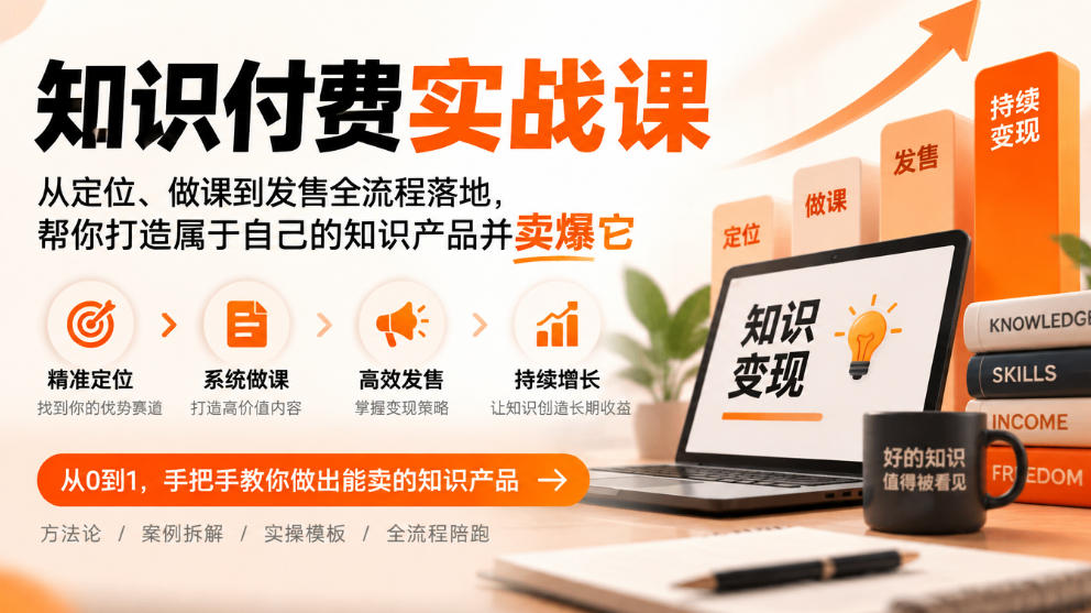 知识付费实战课：从定位、做课到发售全流程落地，帮你打造属于自己的知识产品并卖爆它-易创网