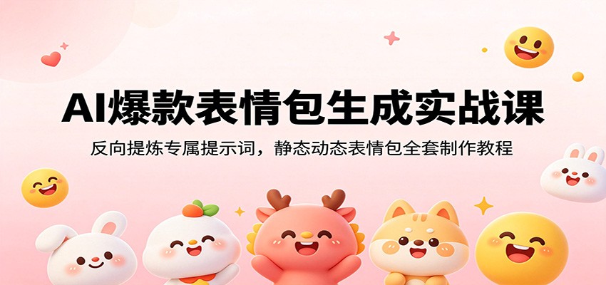 AI爆款表情包生成实战课：反向提炼专属提示词，静态动态表情包全套制作教程-易创网