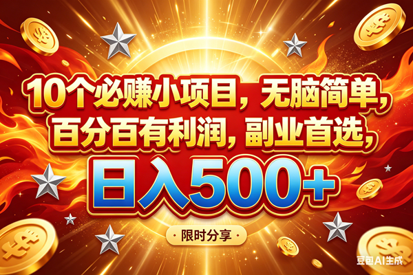 （18092期）10个必赚小项目，百分百赚米，无脑简单，副业首选，日入499+-易创网