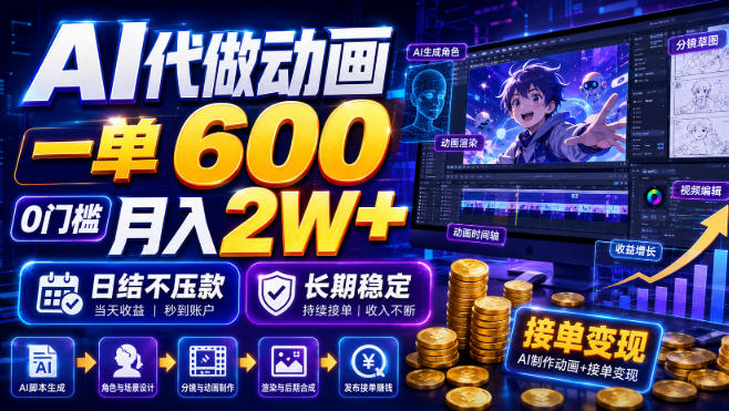 AI代做动画，一单600，0门槛月入2W+，日结不压款，长期稳定【揭秘】-易创网