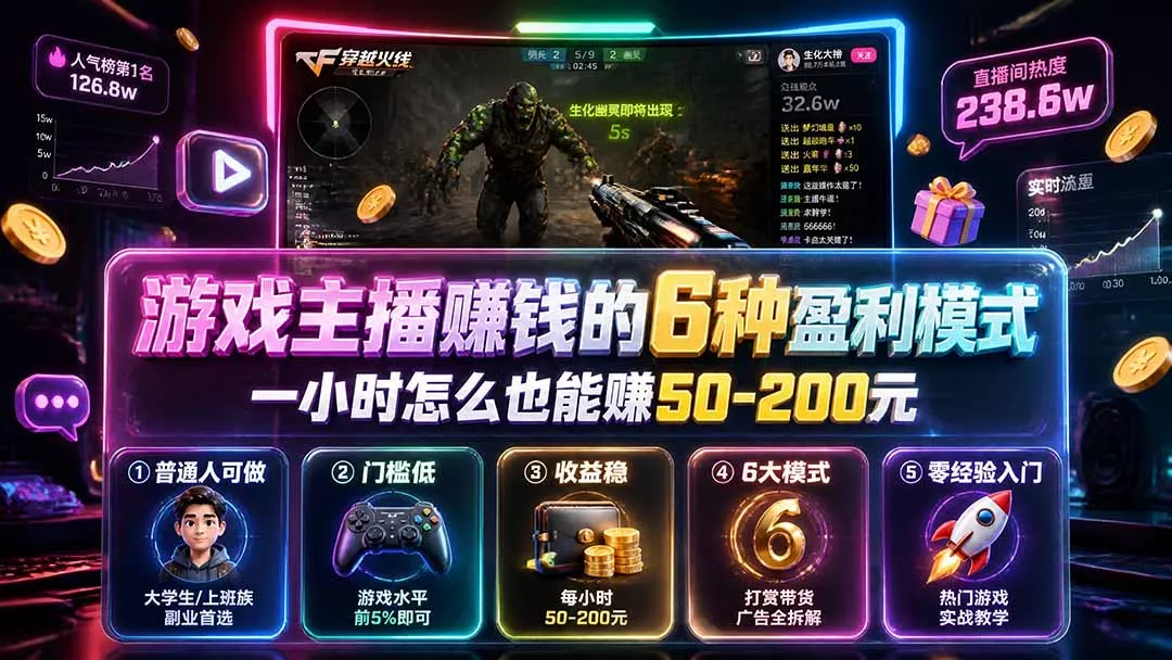 付费文章：游戏主播赚钱的6种盈利模式，一小时怎么也能赚50-200元-易创网