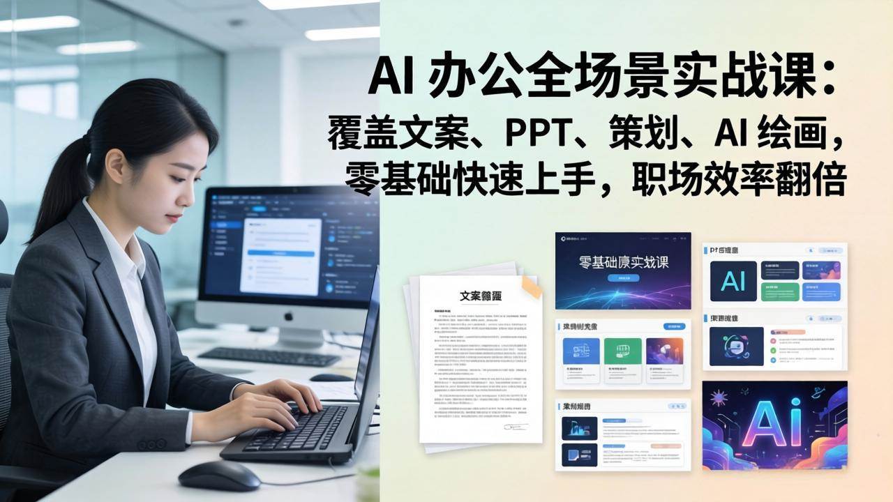 （17732期） AI 办公全场景实战课：覆盖文案、PPT、策划、AI 绘画，零基础快速上手，职场效率翻倍-易创网