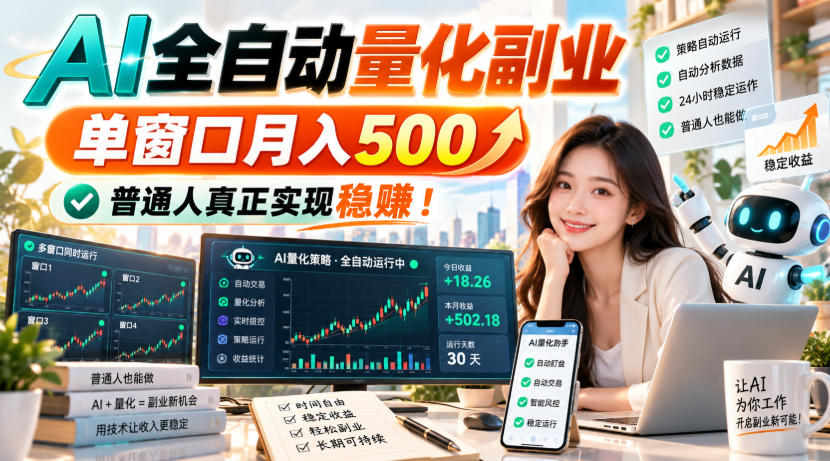 AI全自动量化副业，单窗口月入500，普通人真正实现稳賺！【揭秘】-易创网