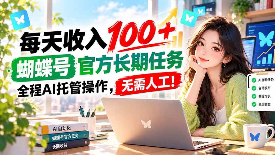 （20630期）每天收入100＋， 蝴蝶号官方长期任务， 全程ai托管操作，无需人工！-易创网