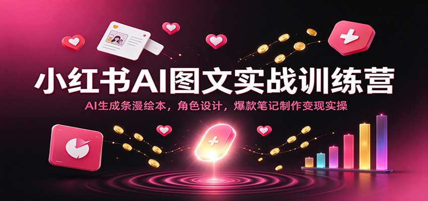 小红书AI图文实战训练营：AI生成条漫绘本，角色设计，爆款笔记制作变现实操-易创网