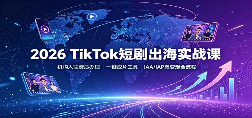 2026 TikTok短剧出海实战课：机构入驻资质办理，一键成片工具，IAA/IAP双变现全流程-易创网