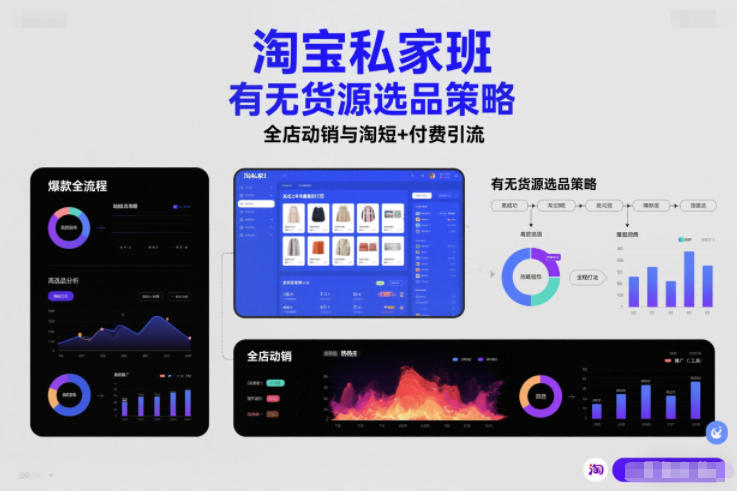 淘宝私家班，有无货源选品策略，高成功率爆款全流程打法，全店动销与淘短+付费引流（更新2026年4月）-易创网