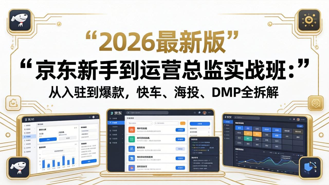 京东新手到运营总监实战班：从入驻到爆款，快车、海投、DMP全拆解，2026最新版-易创网