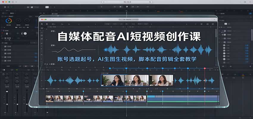 自媒体配音AI短视频创作课：账号选题起号，AI生图生视频，脚本配音剪辑全套教学-易创网