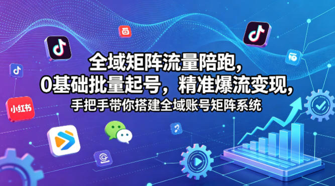全域矩阵流量陪跑，0基础批量起号，精准爆流变现，手把手带你搭建全域账号矩阵系统-易创网