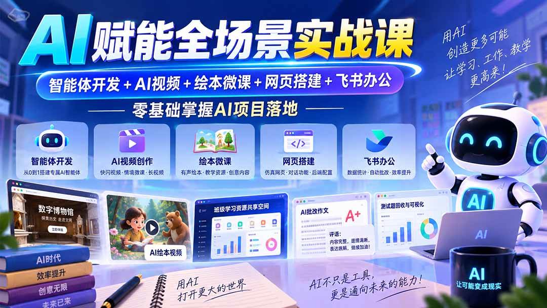 （20517期）AI赋能全场景实战课｜智能体开发+AI视频+绘本微课+网页搭建+飞书办公，零基础掌握AI项目落地-易创网