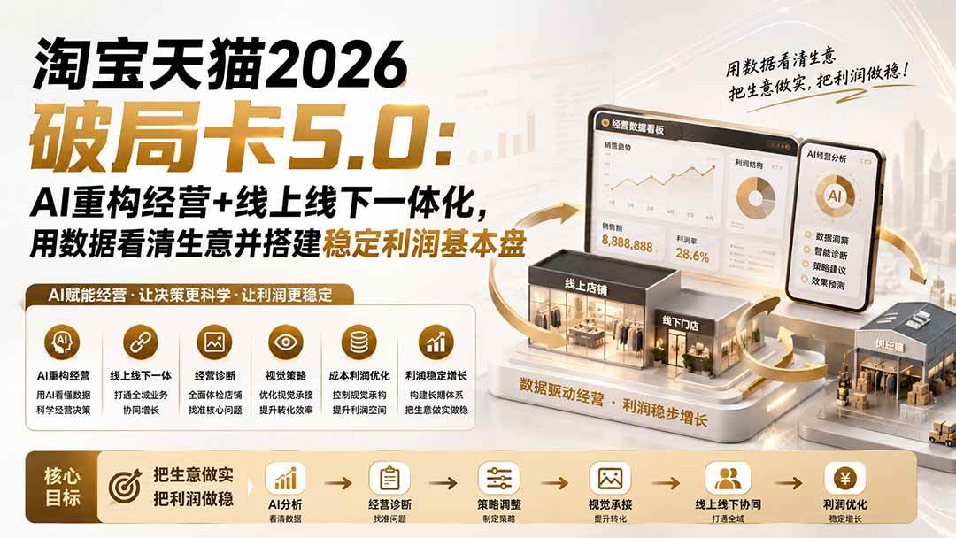 （20026期）淘宝天猫2026破局卡5.0：AI重构经营+线上线下一体化，用数据看清生意并搭建稳定利润基本盘（修复）-易创网
