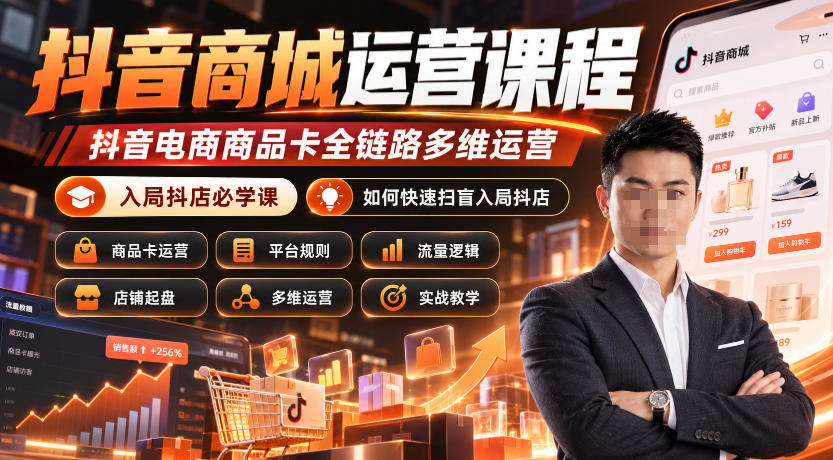 抖音商城运营课程，抖音电商商品卡全链路多维运营，入局抖店必学课， 如何快速扫盲入局抖店(更新26年10月)-易创网