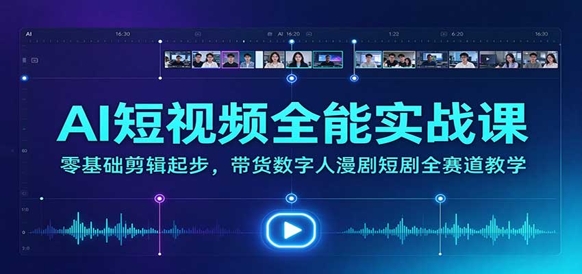 AI短视频全能实战课：零基础剪辑起步，带货数字人漫剧短剧全赛道教学-易创网