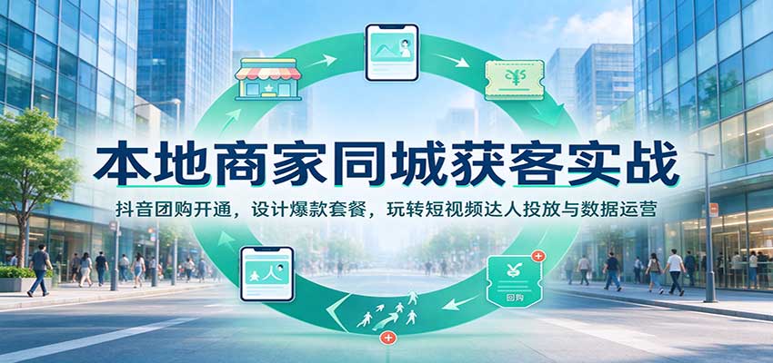 本地商家同城获客实战：抖音团购开通，设计爆款套餐，玩转短视频达人投放与数据运营-易创网