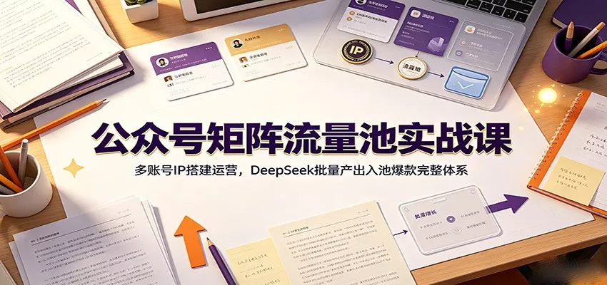 公众号矩阵流量池实战课：多账号IP搭建运营，DeepSeek批量产出入池爆款完整体系-易创网