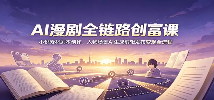 AI漫剧全链路创富课：小说素材剧本创作，人物场景AI生成剪辑发布变现全流程-易创网