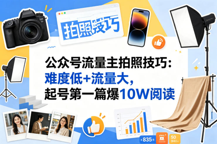 公众号流量主之拍照技巧赛道，难度低+流量大，起号第一篇就爆了10w阅读-易创网