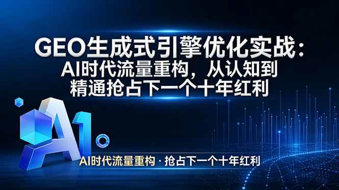 （17708期）GEO 生成式引擎优化实战：AI时代流量重构，从认知到精通抢占下一个十年红利-易创网