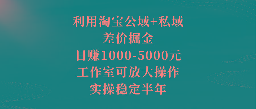 利用淘宝公域+私域差价掘金，日赚1000-5000元，工作室可放大操作，实操...-易创网